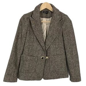 Topshop Wool Blend Elbow Patch Blazer